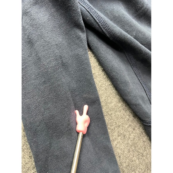 Hollister Hoodie Women Medium Navy Blue Button Front Logo Sleeve Sweatshirt - Picture 11 of 16